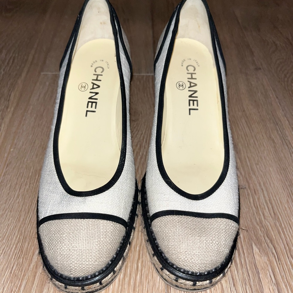 Chanel grey espadrilles wedges